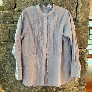 UNIQLO BLUE CHAMBRAY BUTTON DOWN PINTUCK SHIRT / BLOUSE SIZE LARGE
